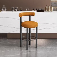 Modern Leather Commercial Luxury High Bar Stools with Stainless Steel Frame and Lamb's Wool Seat for Home Bar and Hotel Use