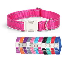 Engraved Nylon Pet Collars for Dogs Reflective Adjustable Anti-lost Pet Tag Collars Personalized ID Nameplate Dog Collar