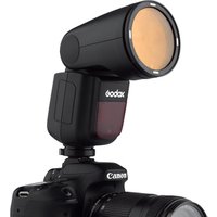 Godox V1-F Flash for Fuji with Godox AK-R1 and PERGEAR Color Filters Kit, 76Ws 2.4G TTL Round Head Flash Speedlight