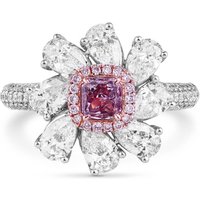 Luxury Prong-Set Radiant Cut Pink CZ Diamond Engagement Ring White Rose Gold with Rhodium Plating-for Wedding Party Anniversary