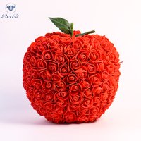 Wholesale Christmas Eve Decorative Red Apple Rose Flowers & Plants Artificial Gift Box Handmade Soap Artificial Flower