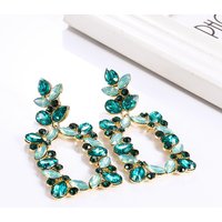 Personality Glass Drill Geometric Hanging Earrings Statement Multi Color Diamond Rhinestone Square Dangle Earrings Jewelry