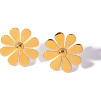 J&D New Arrival Fashion Minimalist 18K PVD Gold Stainless Steel Stud Jewelry Daisy Flower Earring Girl