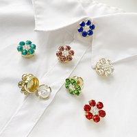 JFRB062 High-end Colorful Rhinestone Flower Shirt Button Covers Apparel Accessories Cufflinks Button Covers Clip for Garment