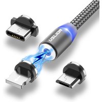 Free Shipping USLION 3 in 1 Charging Cable Magnetic USB Cable LED for Android Phone USB Cable for Type-C