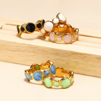 YF3538 Fashion Trendy Dainty Jewelry Waterproof 18K Gold Plated Stainless Steel Colorful Drip Oil Enamel Circle Finger Rings