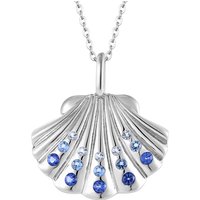 LULUFOCUS Elegant Women 925 Sterling Silver Summer Jewelry Platinum Plated Blue Cubic Zirconia Shell Sea Pendant Necklace