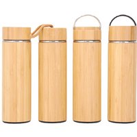 50pcs Small Quantity Custom Engrave LOGO 450ml Bamboo Stainless Steel Vacuum Insulated Thermo Bottle