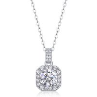 MMN10 Trendy Wedding S925 Sterling Silver Classic Design Necklace Jewelry Square Round Diamond Moissanite Pendant Necklace Women