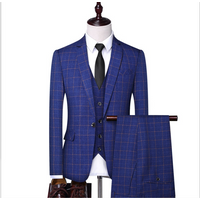 Low MOQ 1 Pieces Grid Solid Formal Cheap Men Wedding Suitsparty Male Suitswedding Men's Suits