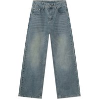 Men's Retro Casual Jeans Designer New Customized Loose Jeans Traditional Blue Washed Stone Men's Fashion Jeans