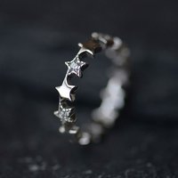 925 Sterling Silver Stars Zircon Open Rings for Women Fashion Prevent Allergy Jewelry