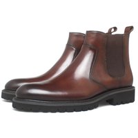 Handmade Men's Chelsea Boots Leather Lining Top Cow Leather Work Shoes for Autumn Winter Trendy Ankle Height Warm Gifts