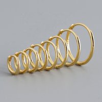 GE109 Classic Minimalist 925 Sterling Silver Multi-Size Gold Rhodium Plated Fashion Round Fine Jewelry Hoop Earrings for Women