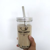 Reusable Glass Bubble Tea Cup 12mm Straw