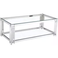 Modern Design Rectangle Shape Glass Top Coffee Table Metal Stainless Steel Base Centre Table Sets Center Living Room Furniture
