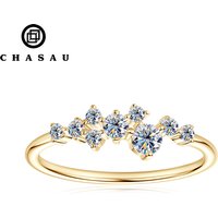 Classic Shinny Fine Jewelry 14K Gold Plated 925 Sterling Silver Moissanite Wedding Bands Cluster Ring for Women