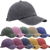 Custom Logo Unisex 6 Panel Curved Brim Adjustable Blank Plain Vintage Washed Cotton Baseball Cap Dad Hat