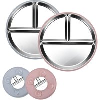 Food-Grade Silicone & Stainless Steel Kids Plate | Divided Compartment Non-Slip Base BPA-Free for Home/School