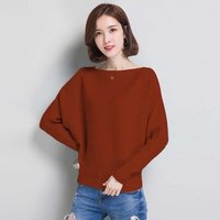 Flat Shoulder Batwing Sleeve Knitted Sweater