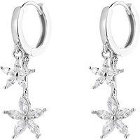 European 5A White Cubic Zirconia Flower Hoop Earrings 925 Silver Earring Jewelry