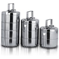 Hottest 2/3/4 Layer Portable School Metal Folding Lunchbox Carrier Stainless Steel Indian Tiffin Box with Side Clips Carrier