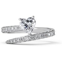 Dylam Sparkle 925 Sterling Silver Rhodium Plated Fine Jewelry Spiral Heart Shape 5A Cubic Zirconia Open Adjustable Women Rings