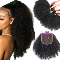 Ready to Ship Afro Kinky Curly 1B Vietnamese Brazilian Human Hair Bundles Closure Raw Unprocessed 4B 4C Extensions in Tape Style