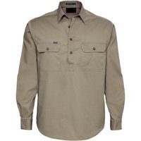 Custom logo Half Button Long Sleeve High Quality Two Chest Pocket Men Work Shirt