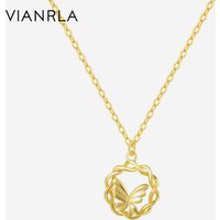 VIANRLA 925 Sterling Silver Butterfly Rope 18k Gold Fashion Chain Chunky Pendant Chain Necklace for Women
