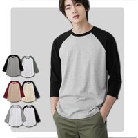Custom European American 2022 Solid Breathable Printing 100% Cotton Round Neck T-Shirt Men Three Quarter Sleeves