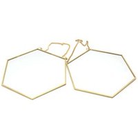 Customized Eco-friendly DIY hanging brass material hexagon wall sticker mirror