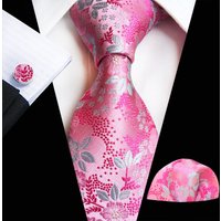 Fashion 8cm Silk Tie Set for Men Plaid Floral Necktie Cufflinks Pocket Square Men Tie Set