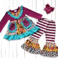 Boutique Cow Embroidery Clothing Set