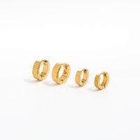JOOLIM High End 18K Gold Plated Gear Shape Lines Dainty Mini Huggie Earrings Jewelry Stainless Steel for Women