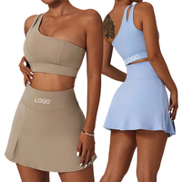 Custom Logo Mini Workout Yoga GYM Luxury 2 Piece Sport Padel Golf Skirt With Leggings Cropped Women Tennis Skirts Set for Women