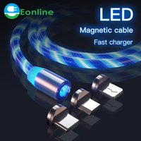 LED Glow Flowing magnetic Charger usb cable Type C Micro USB C 8 Pin Charging for 8-pin android magnetic Cable Charge Wire Cord
