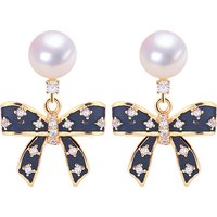 SHDIYAYUN 2025 New 18K Gold Plated Bow Pearl Stud Earrings S925 Silver Ear Needle Women's Pearl Jewelry