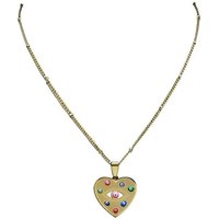 Women's Stainless Steel Heart Pendant Necklace Devil Eye Enamel Titanium Steel Charm Chain New Design Gold Pearl Fashionable