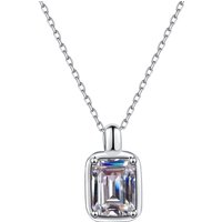 Real D Color VVS Sparkling 1-2 Carat Moissanite Emerald Cut Necklace 925 Sterling Silver Women's Fine Jewelry