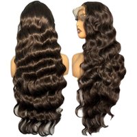 African 13*4 Front Lace Mesh Wig Headpiece Long Black Bangs Wavy Matte High-Temp Silk Wig with Transparent Lace Body Wave Style