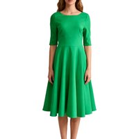 Custom Careful Classic Lady Elegant Maxi Dress Zippers Solid Pattern Natural Waistline Fabric-Short Sleeve for Daily Banquet