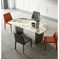 Luxury Rectangle Dining Table with 2 Legs Stainless Steel Black Titanium for Home Use Rectangle Dining Room Furniture