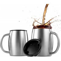 Custom logo 14oz Glass tumbler cups Double wall Vacuum Insulated stainless steel glass beer cup with handle