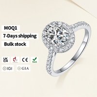 Bulk in Stock Round Brilliant Cut Engagement Moissanite 925 Sterling Silver Ring for Women