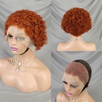 Ginger Orange Curly Short Bob Wigs for Women 13x4 Transparent Lace Front Human Hair Wigs Wet and Wavy Pixie Cut Frontal Wigs