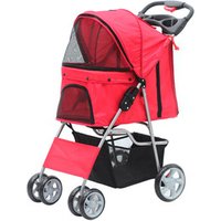 High Quality Folding Four-wheeled Easy Walk Travel Carrier Carriage Pet Stroller For Dogs And Small Animals