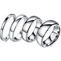 OAHLAN 2mm/4mm/6mm/8mm High Polished Silver Color Domed Tungsten Carbide Rings for Couple Men Women's Wedding Engagement Party
