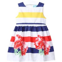 Bear Leader Girls Colorful Stripes Rose Flower Sleeveless Children's Clothes
