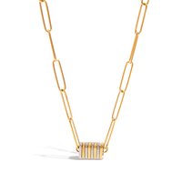 J&D Modern Minimalist Ladies 18K Gold Plated Stainless Steel Two Tone Simple Clasp Paperclip Chain Necklace Dainty Jewelry